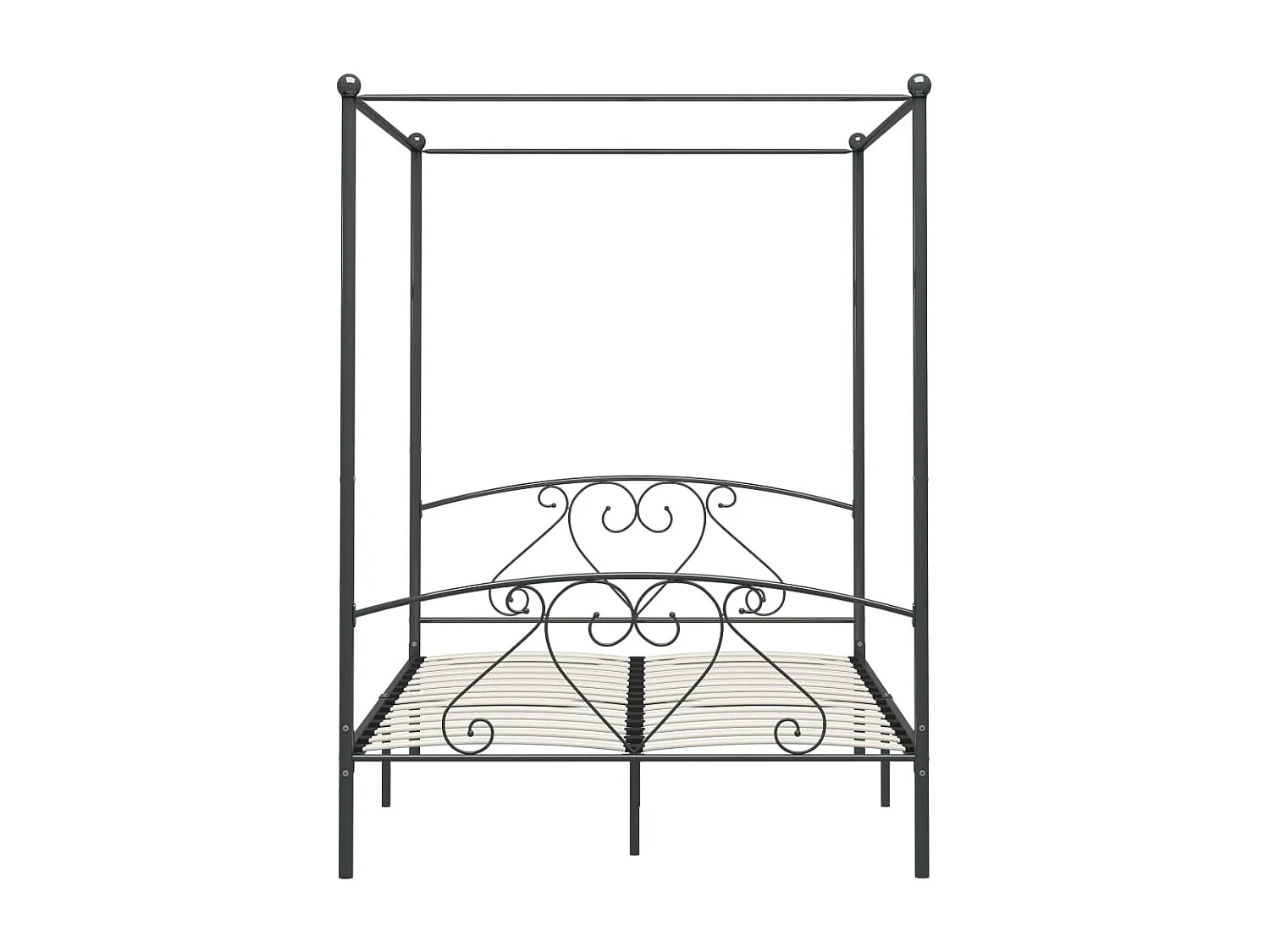 Lit à baldaquin-160 x 200 cm Gris Métal 160 x 200 cm JKF487384
