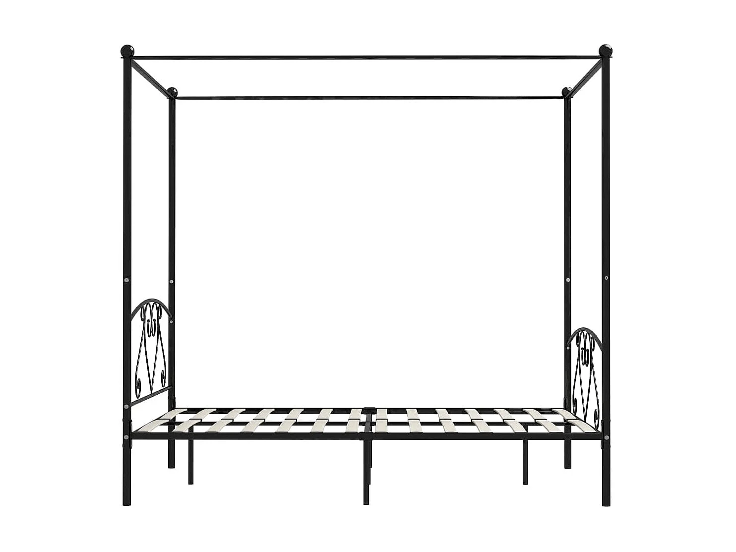 Lit à baldaquin-160 x 200 cm Noir Métal 160 x 200 cm JKF707372