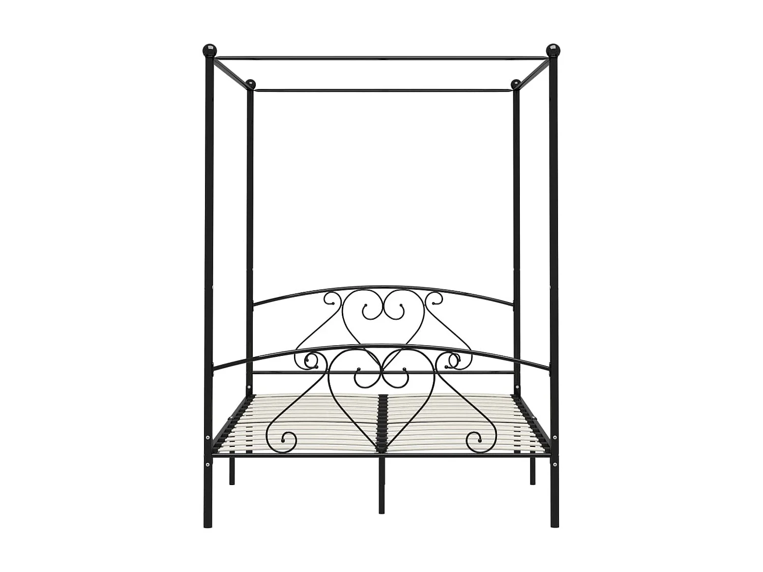 Lit à baldaquin-160 x 200 cm Noir Métal 160 x 200 cm JKF707372