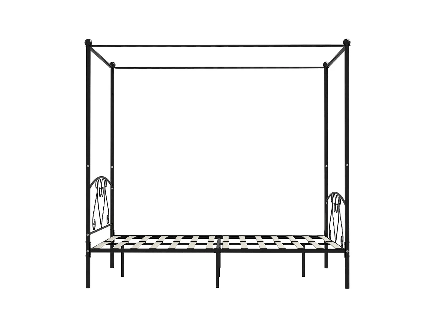 Lit à baldaquin-160 x 200 cm Noir Métal 160 x 200 cm JKF707372