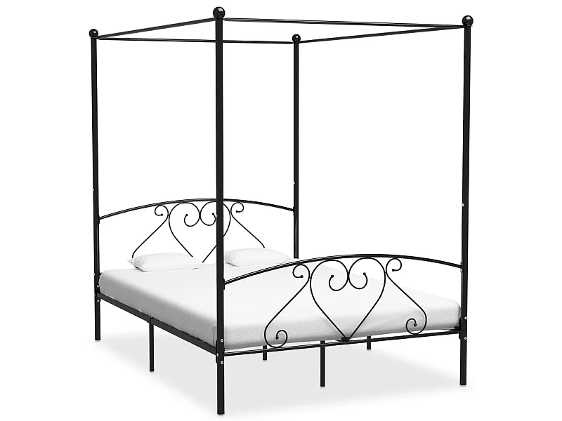 Hemelbedframe metaal zwart 160x200 cm NL12739