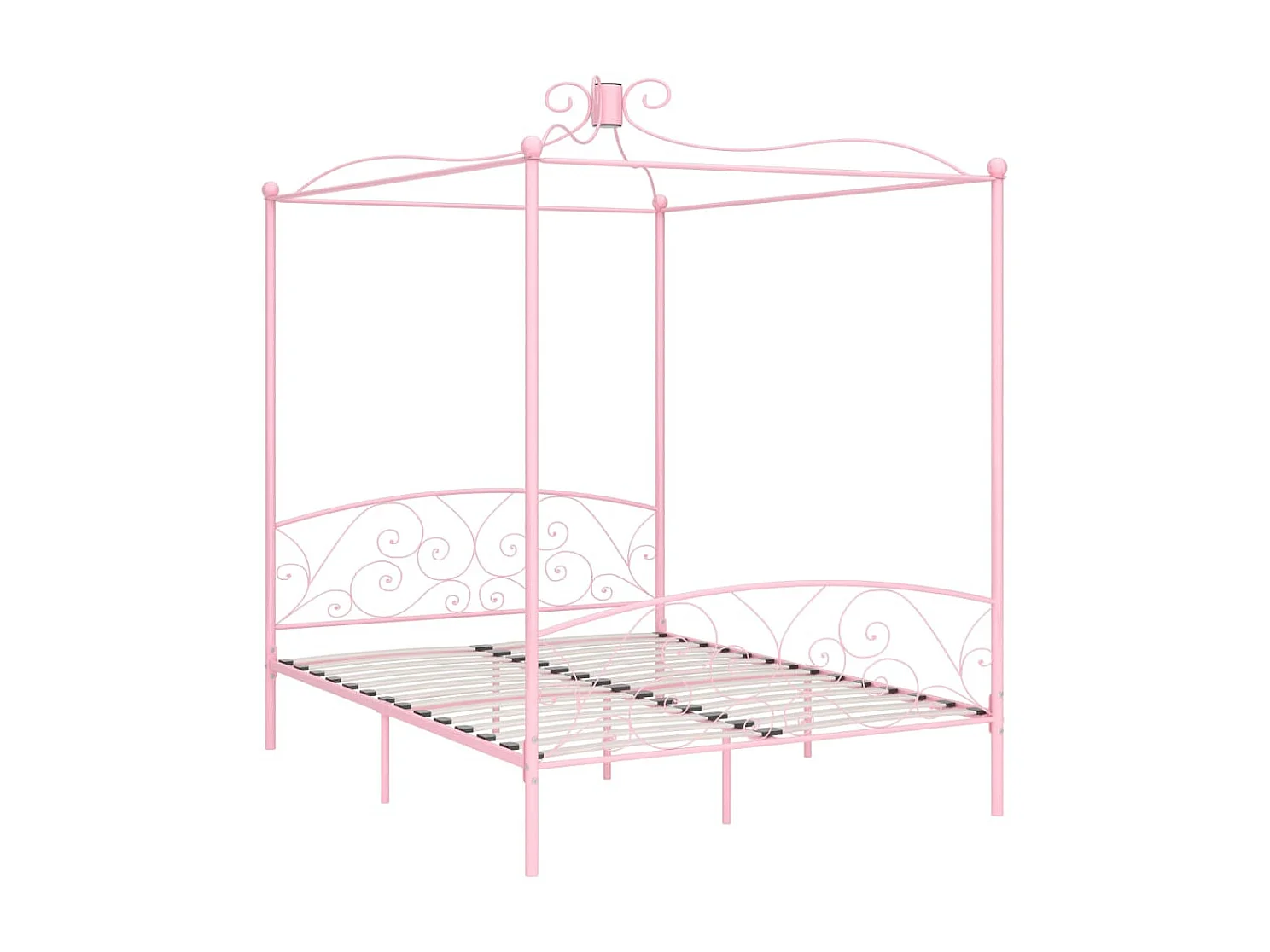 Lit à baldaquin-160 x 200 cm Rose Métal 160 x 200 cm JKF447023