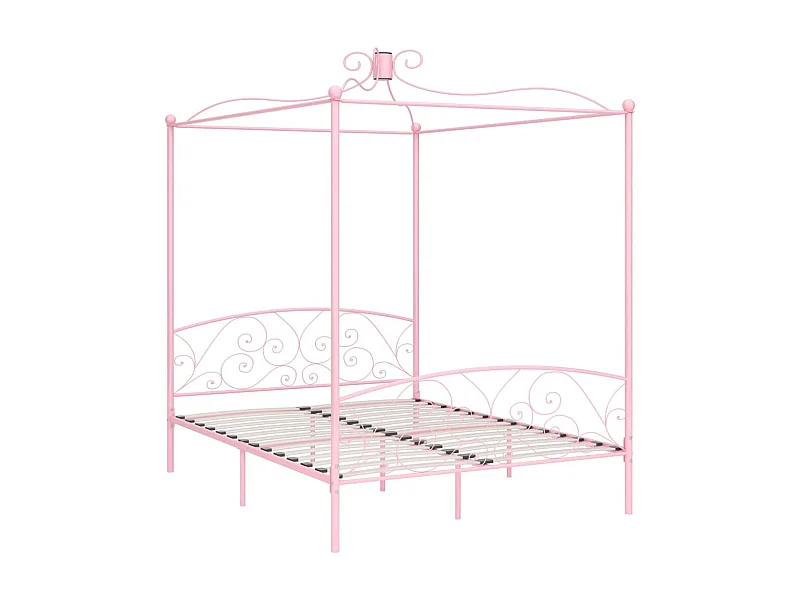 Lit à baldaquin-160 x 200 cm Rose Métal 160 x 200 cm JKF447023
