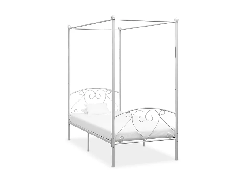 Cama com dossel metal branco 90x200 cm PT405298