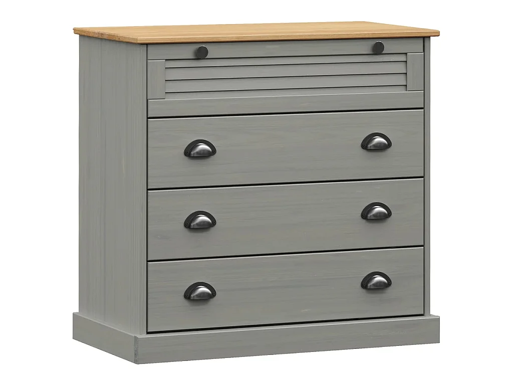 Armário com gavetas VIGO 80x40x76 cm pinho maciço cinzento PT211819