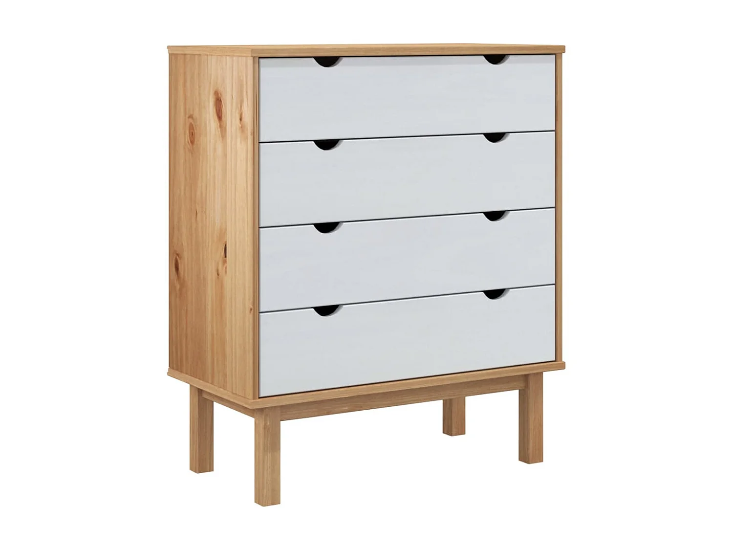 Commode basse OTTA Marron et blanc 76,5x39,5x90 cm Bois de pin massif SBC3640