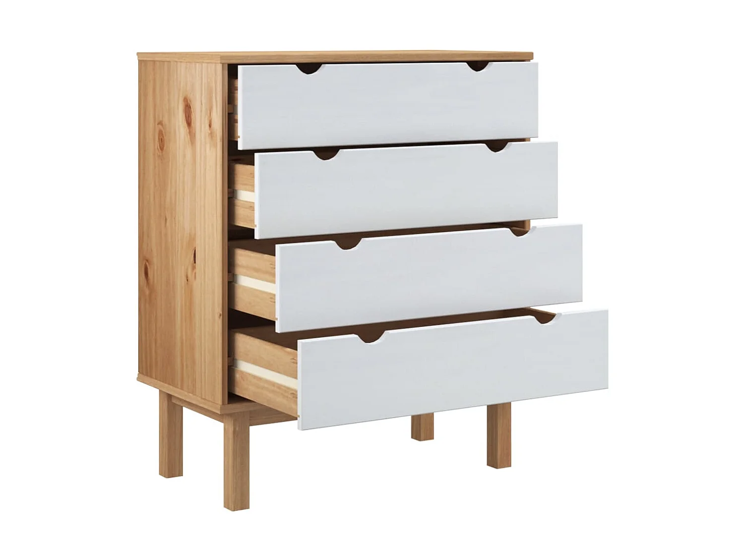 Commode basse OTTA Marron et blanc 76,5x39,5x90 cm Bois de pin massif SBC3640