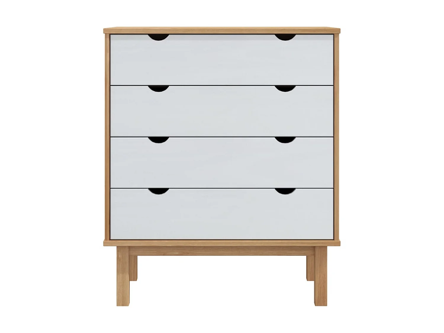 Commode basse OTTA Marron et blanc 76,5x39,5x90 cm Bois de pin massif SBC3640