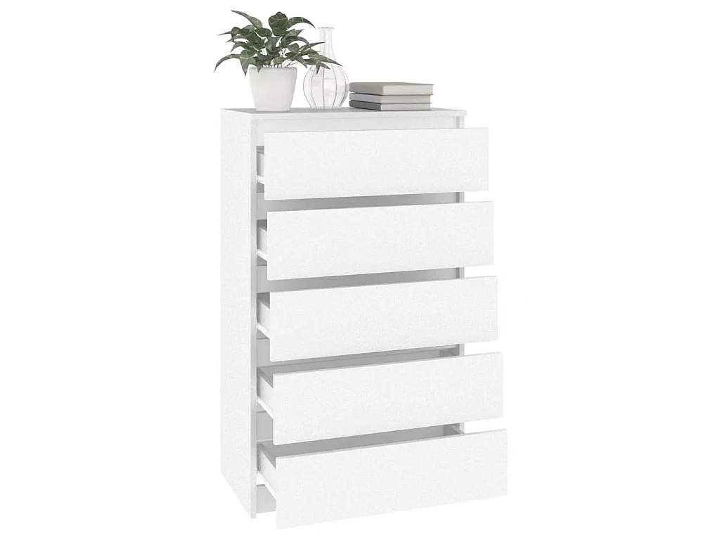 Commode basse Blanc 60x36x103 cm Bois d'ingénierie SBC4176