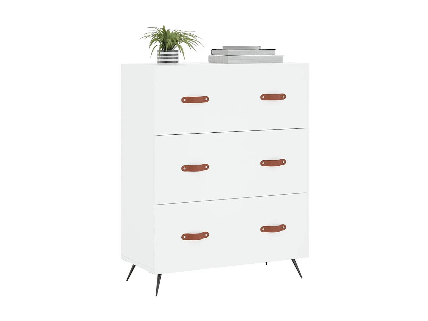 Commode basse blanc 69,5 x 34 x 90 cm bois d'ingénierie SBC2079