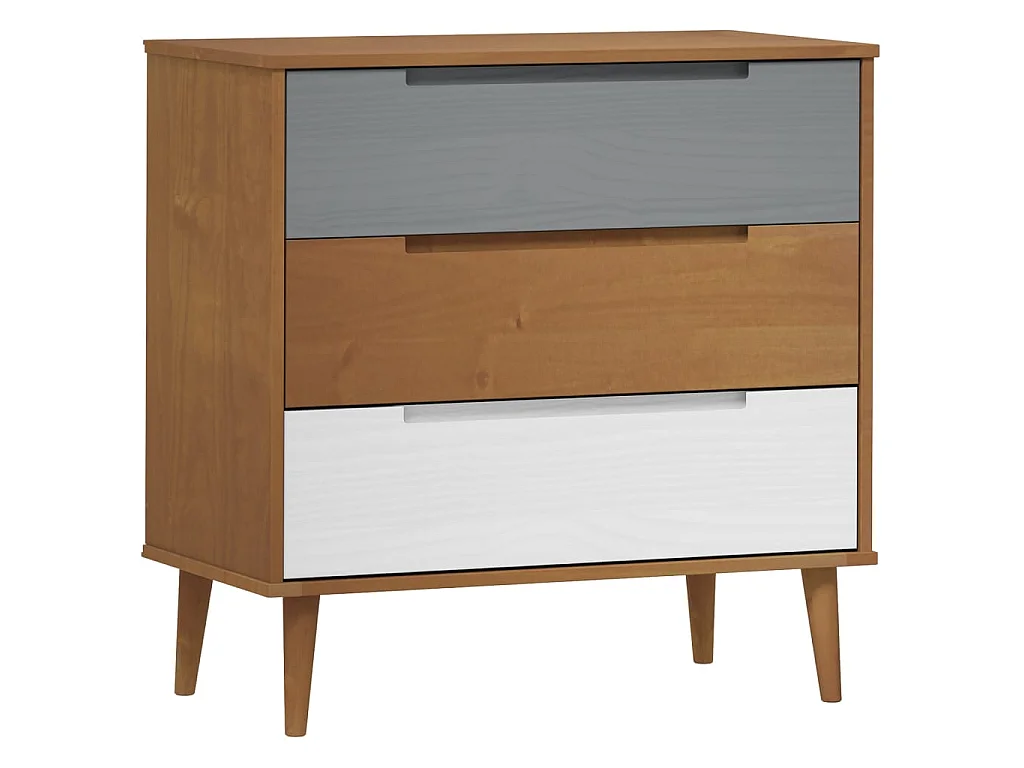 Commode basse MOLDE Marron 80x40x80 cm Bois de pin solide SBC4928