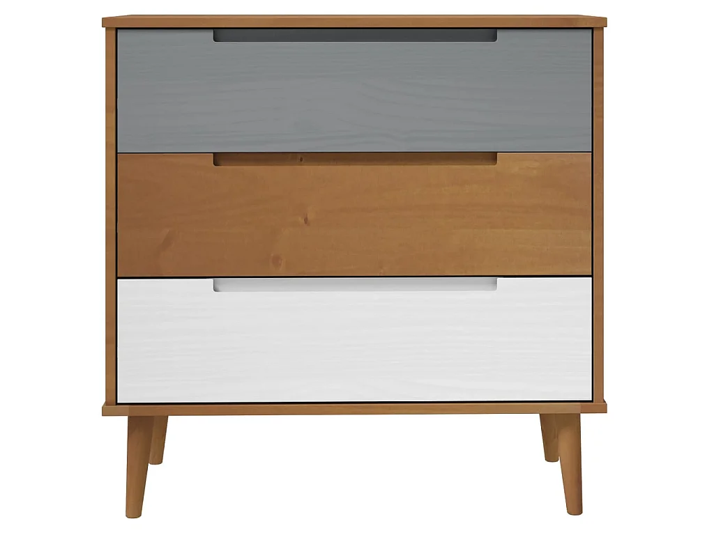 Commode basse MOLDE Marron 80x40x80 cm Bois de pin solide SBC4928