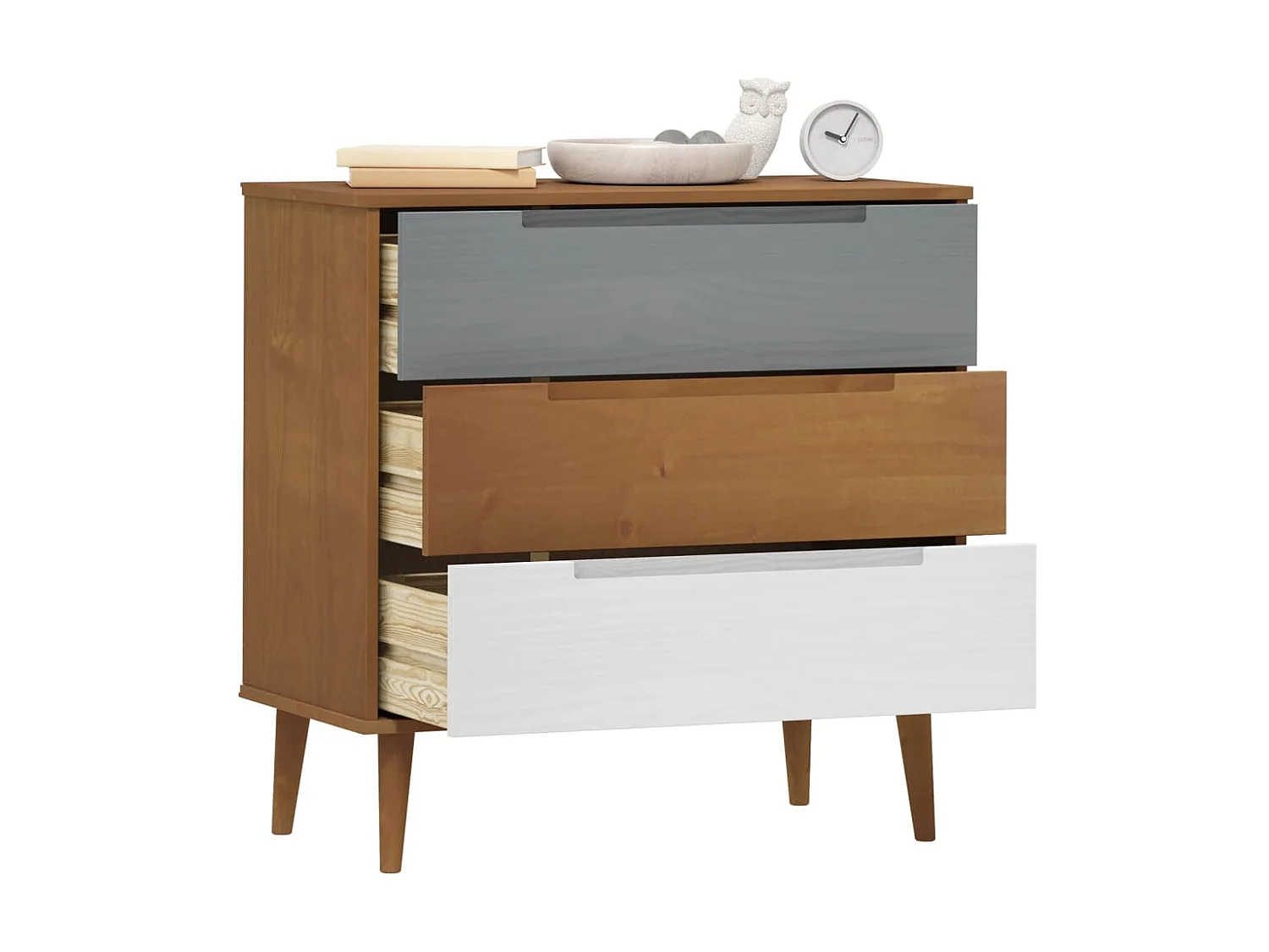 Commode basse MOLDE Marron 80x40x80 cm Bois de pin solide SBC4928