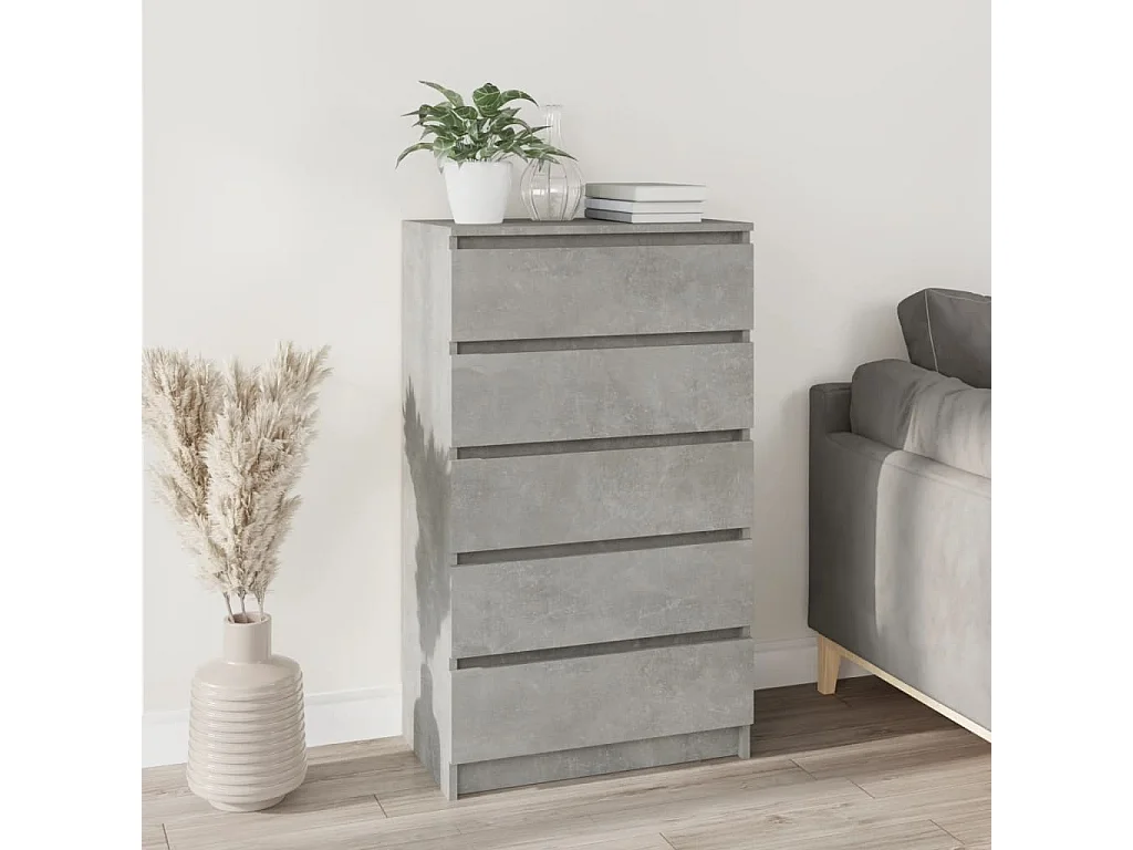 Commode basse Gris béton 60x36x103 cm Bois d'ingénierie SBC1570