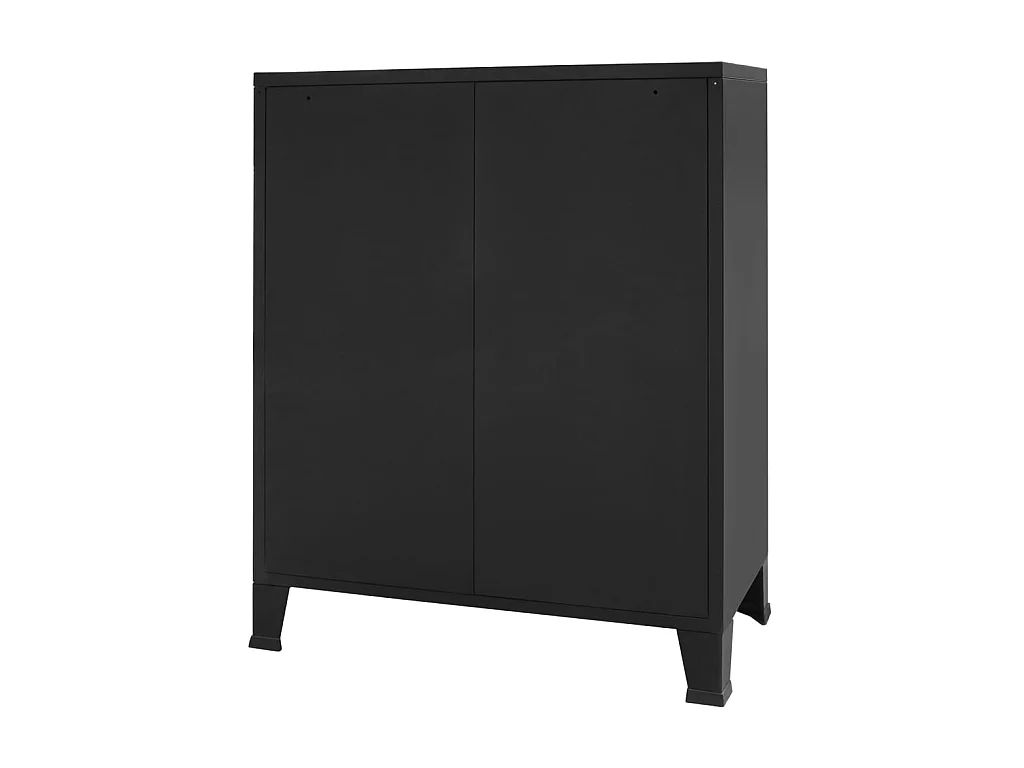Commode basse à tiroirs Métal Style Industriel 78 x 40 x 93 cm Noir SBC7883