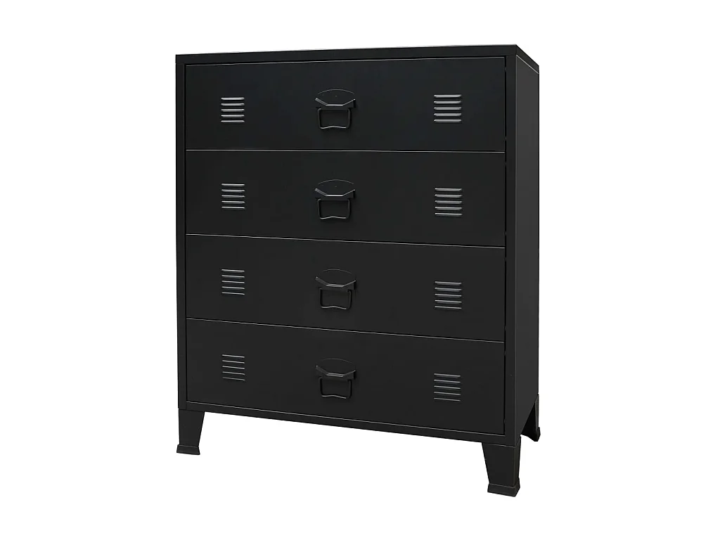Commode basse à tiroirs Métal Style Industriel 78 x 40 x 93 cm Noir SBC7883