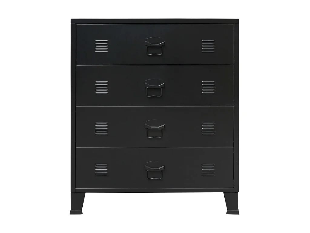 Commode basse à tiroirs Métal Style Industriel 78 x 40 x 93 cm Noir SBC7883