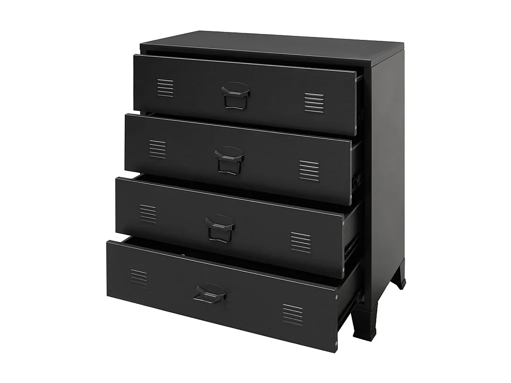 Commode basse à tiroirs Métal Style Industriel 78 x 40 x 93 cm Noir SBC7883
