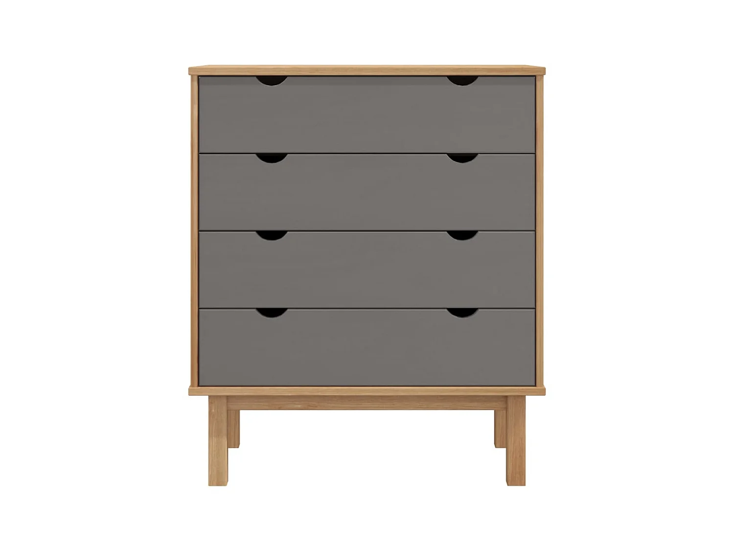 Armário gavetas OTTA 76,5x39,5x90cm pinho maciço castanho/cinza PT636069