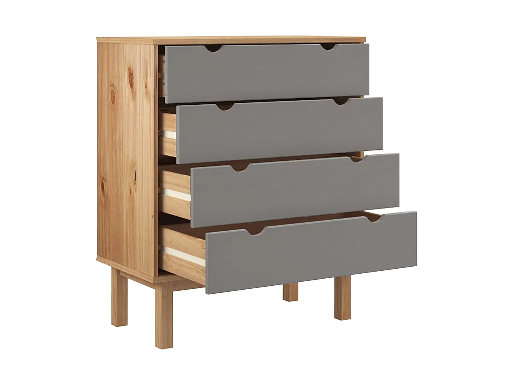 Armário gavetas OTTA 76,5x39,5x90cm pinho maciço castanho/cinza PT636069