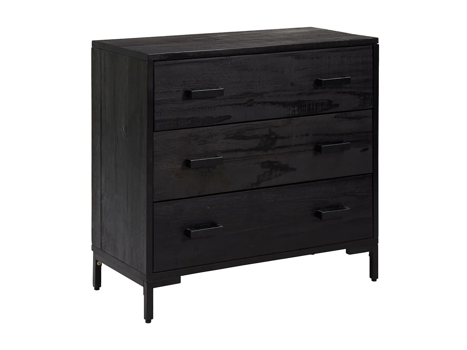 Commode basse Noir 75x35x70 cm Bois de pin massif SBC6252