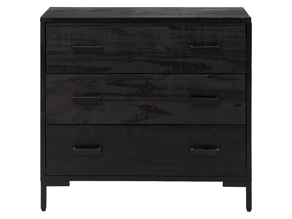 Commode basse Noir 75x35x70 cm Bois de pin massif SBC6252
