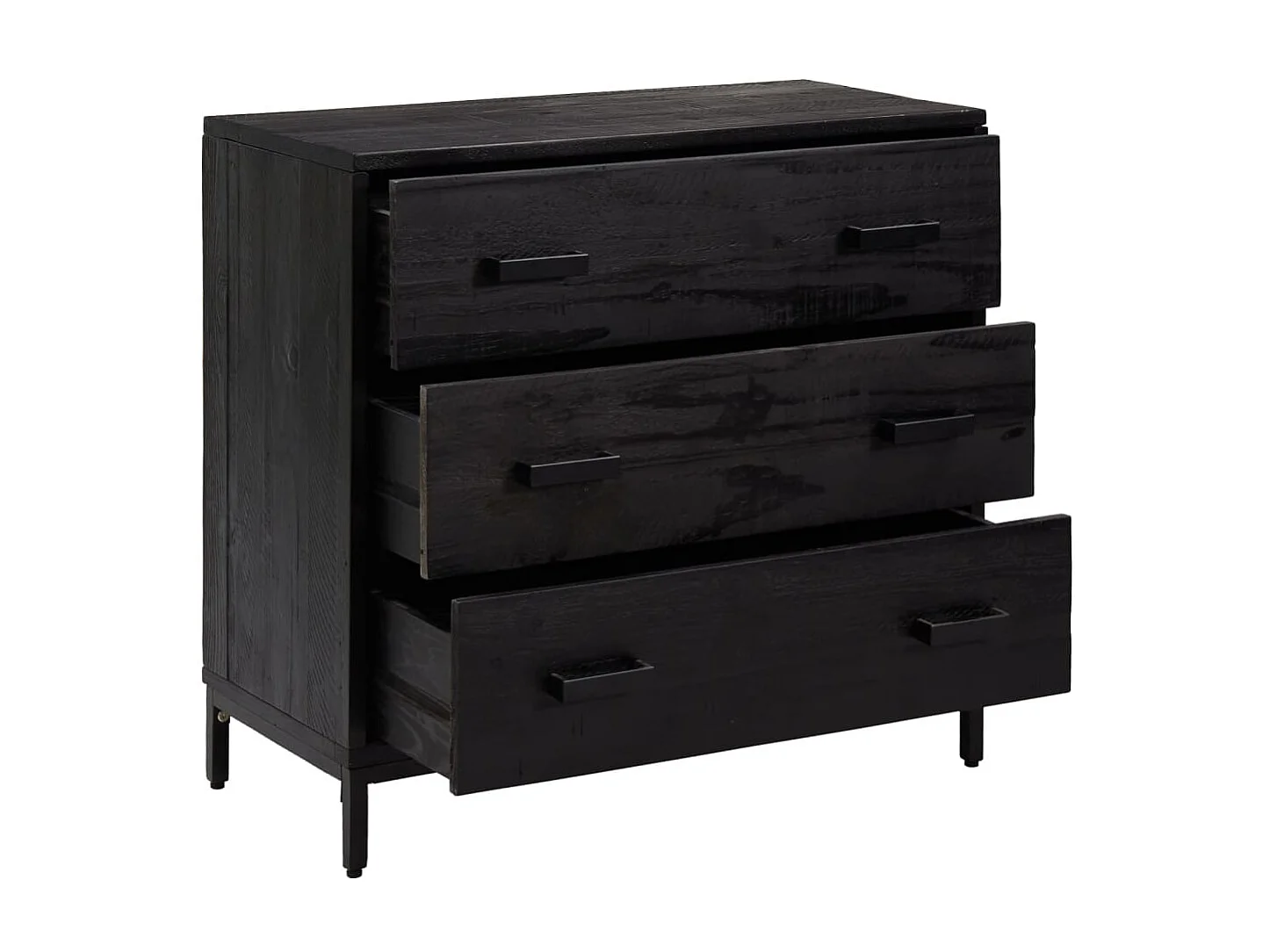 Commode basse Noir 75x35x70 cm Bois de pin massif SBC6252