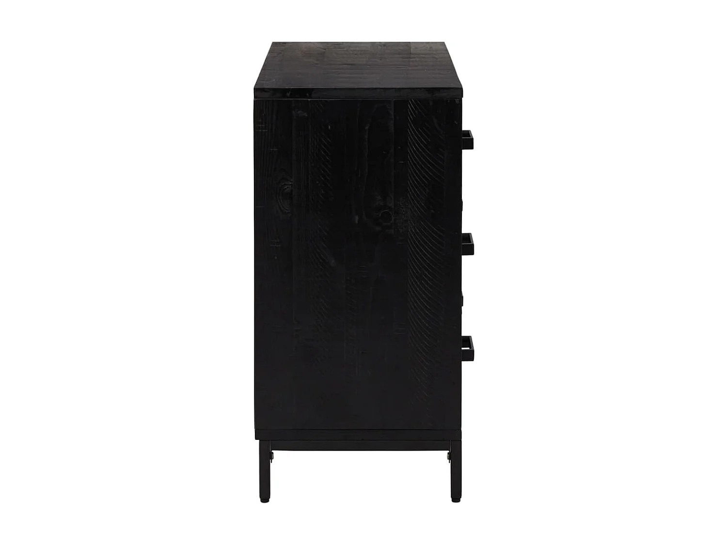 Commode basse Noir 75x35x70 cm Bois de pin massif SBC6252