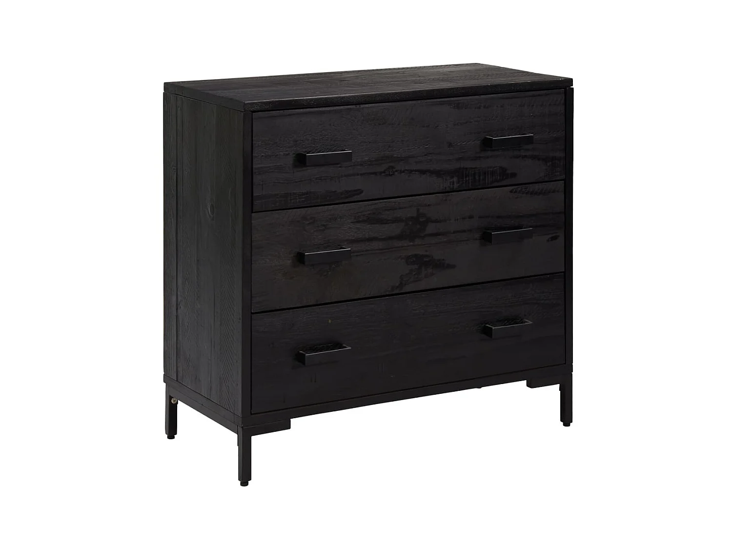 Commode basse Noir 75x35x70 cm Bois de pin massif SBC6252