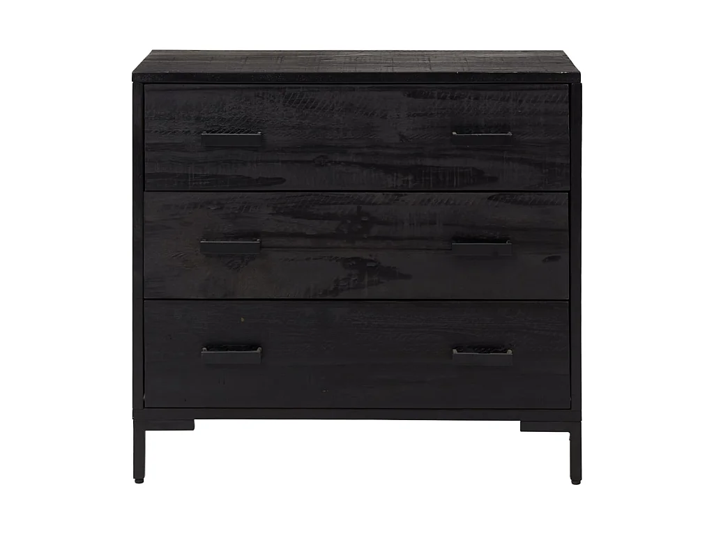 Commode basse Noir 75x35x70 cm Bois de pin massif SBC6252