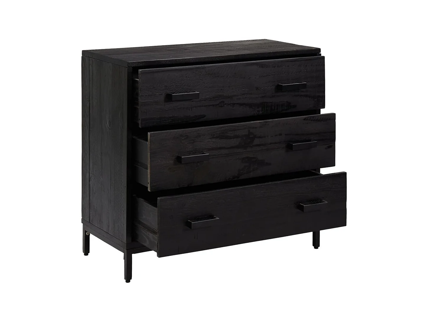Commode basse Noir 75x35x70 cm Bois de pin massif SBC6252