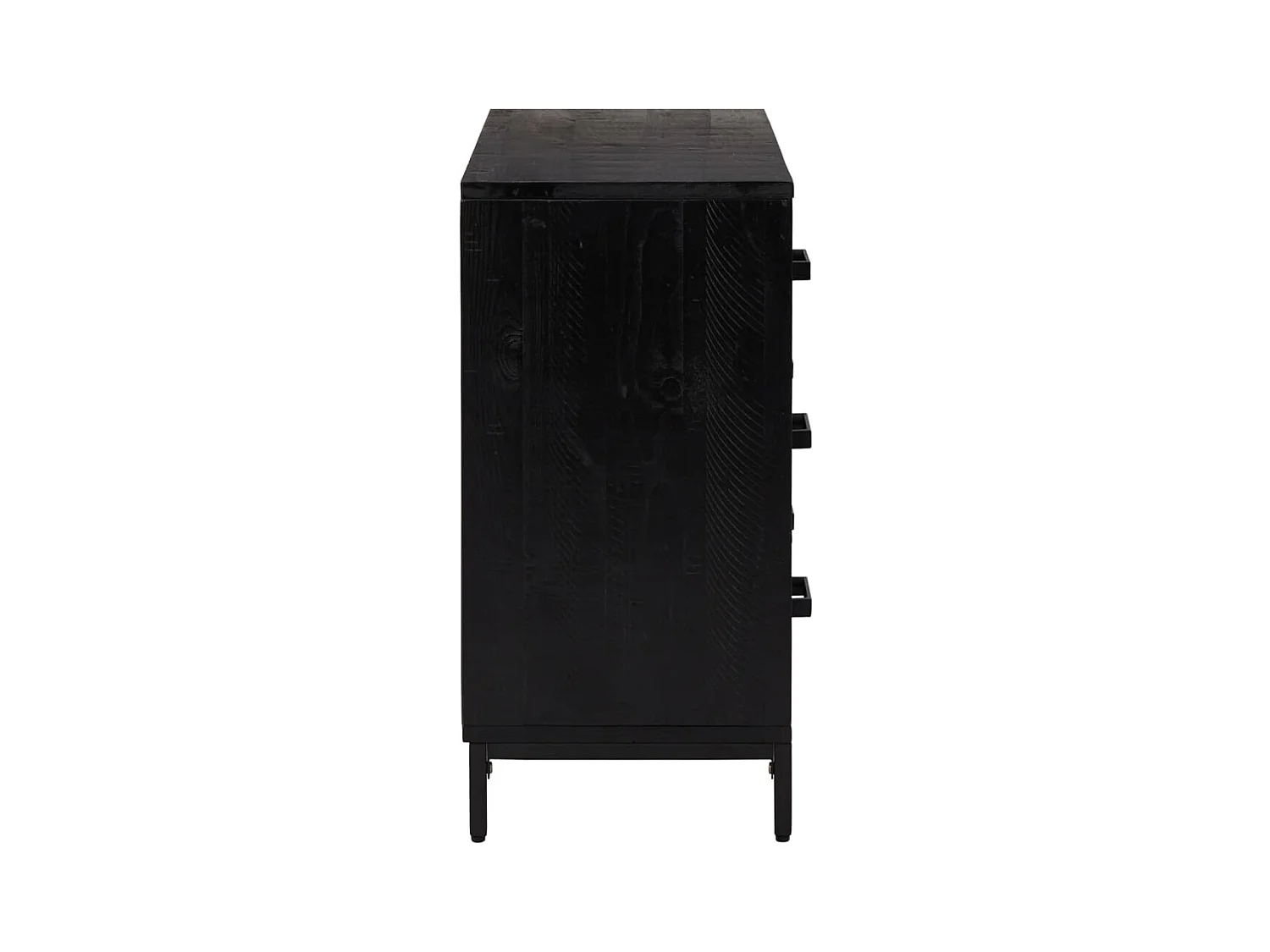 Commode basse Noir 75x35x70 cm Bois de pin massif SBC6252