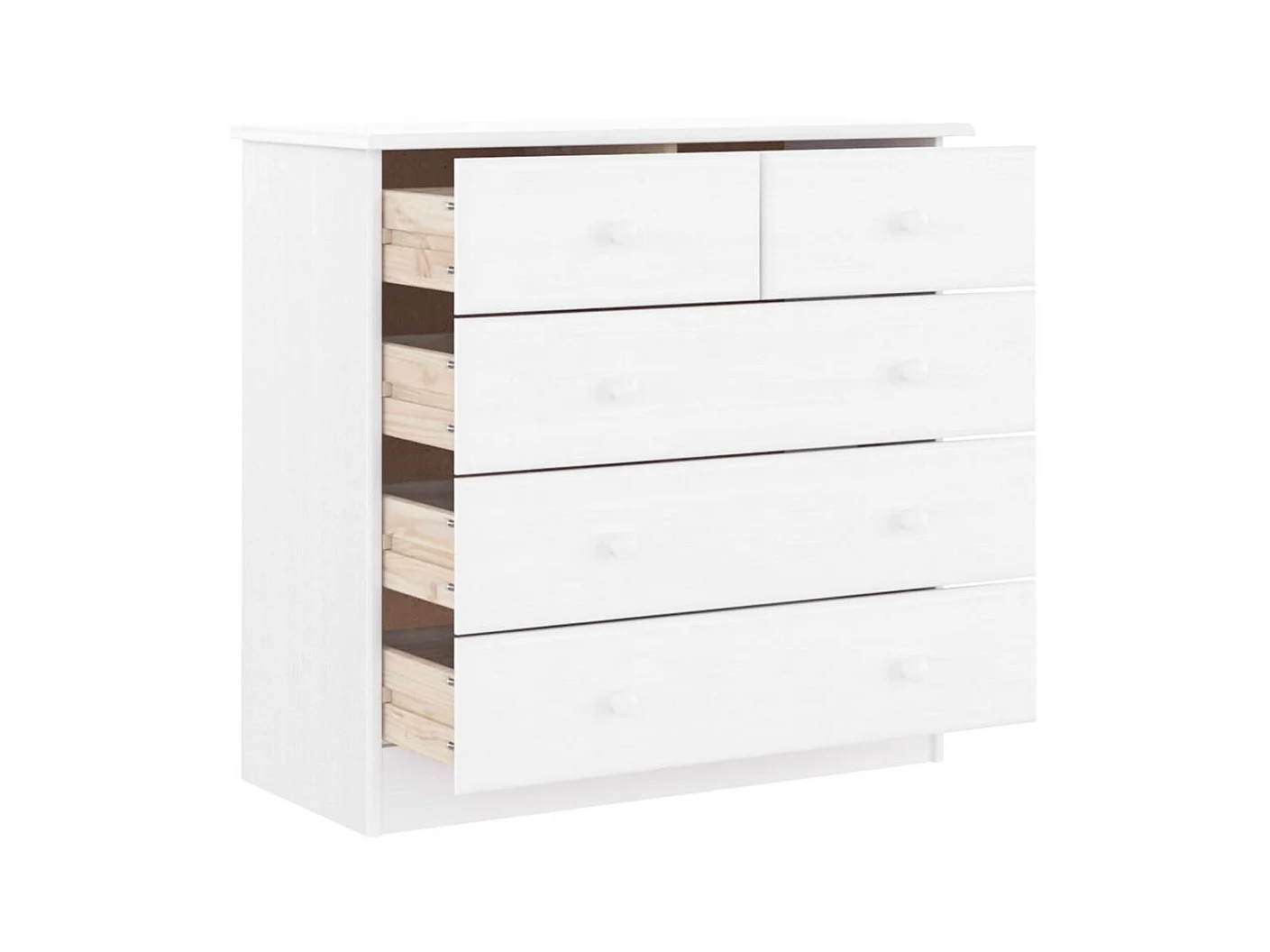 Commode basse ALTA blanc 77x35x73 cm bois massif de pin SBC1051