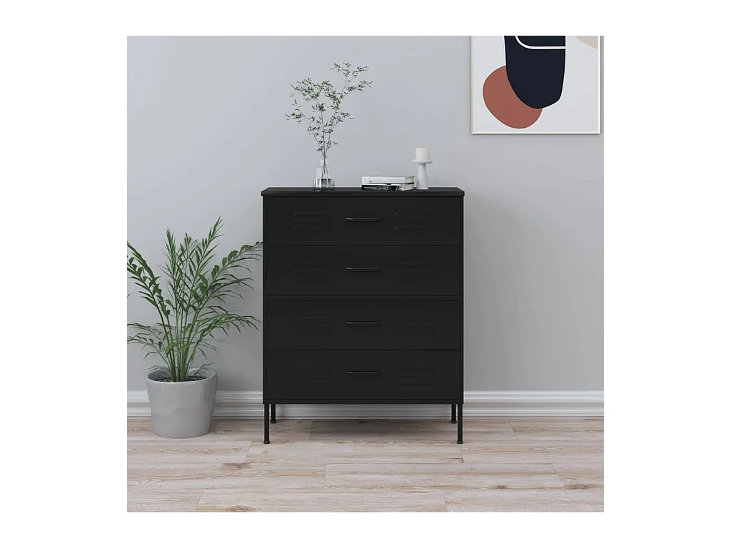 Commode basse Noir 80x35x101,5 cm Acier SBC8354