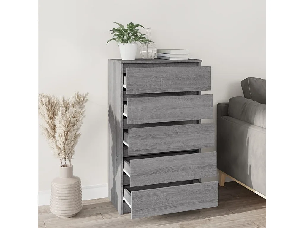 Ladekast 60x36x103 cm bewerkt hout grijs sonoma eikenkleurig NL442934