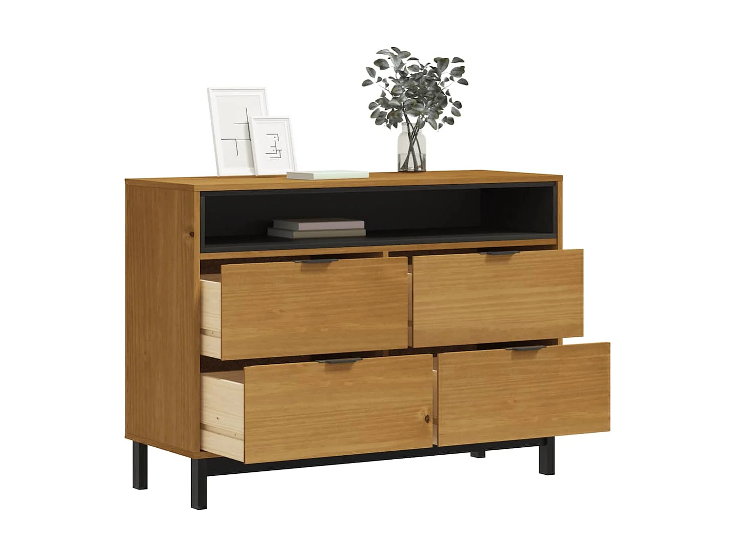 Commode basse FLAM 110x40x80 cm bois de pin massif SBC1532