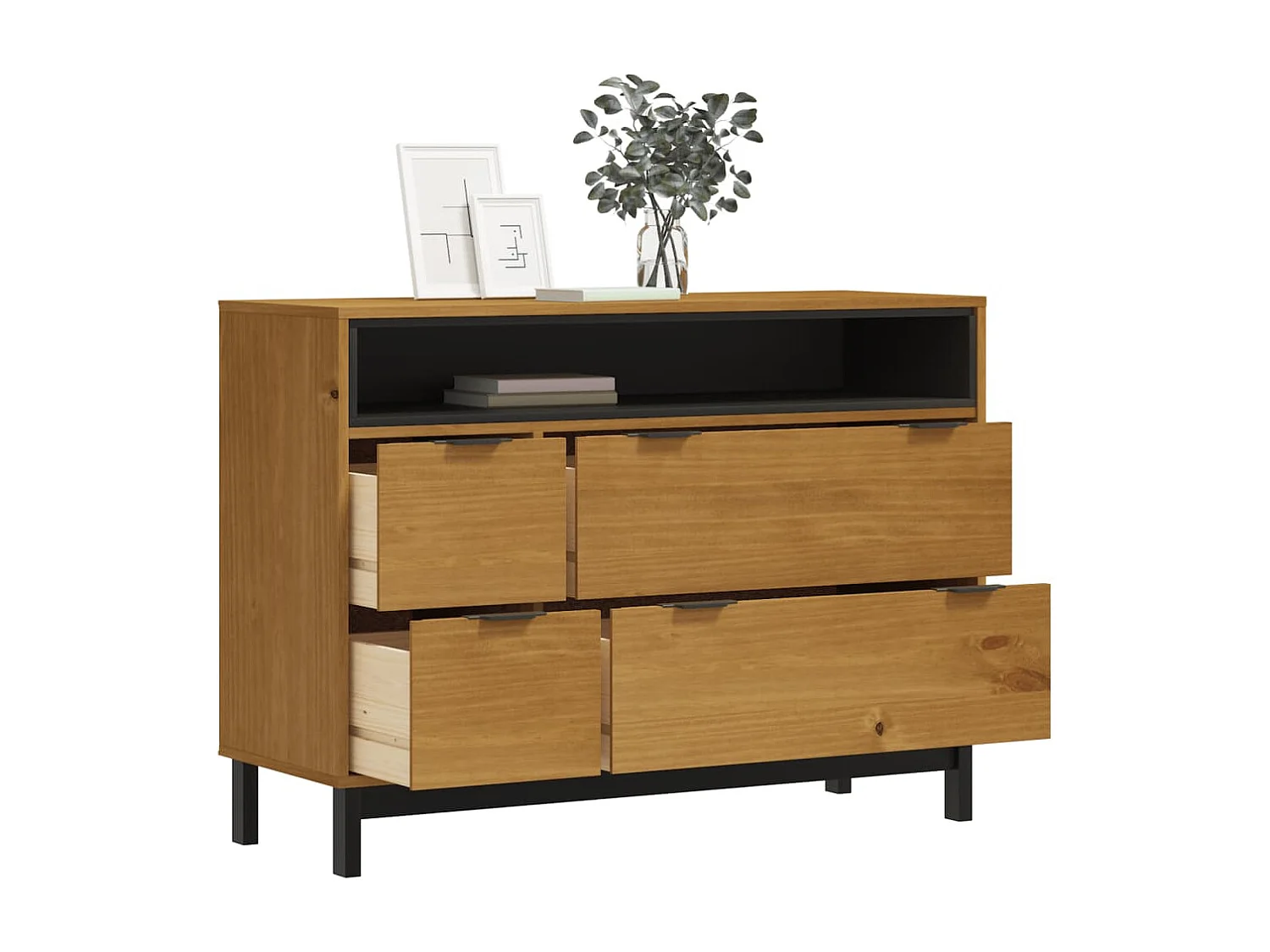 Commode basse FLAM 110x40x80 cm bois de pin massif SBC1079