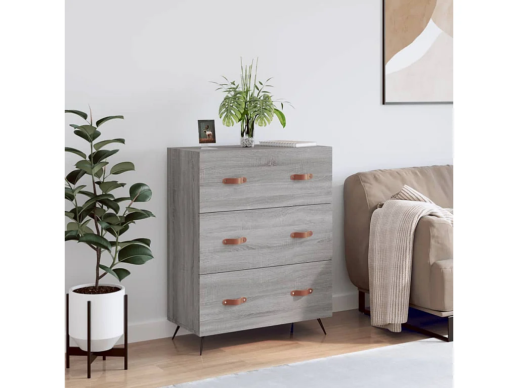 Commode basse gris sonoma 69,5 x 34 x 90 cm bois d'ingénierie SBC1672