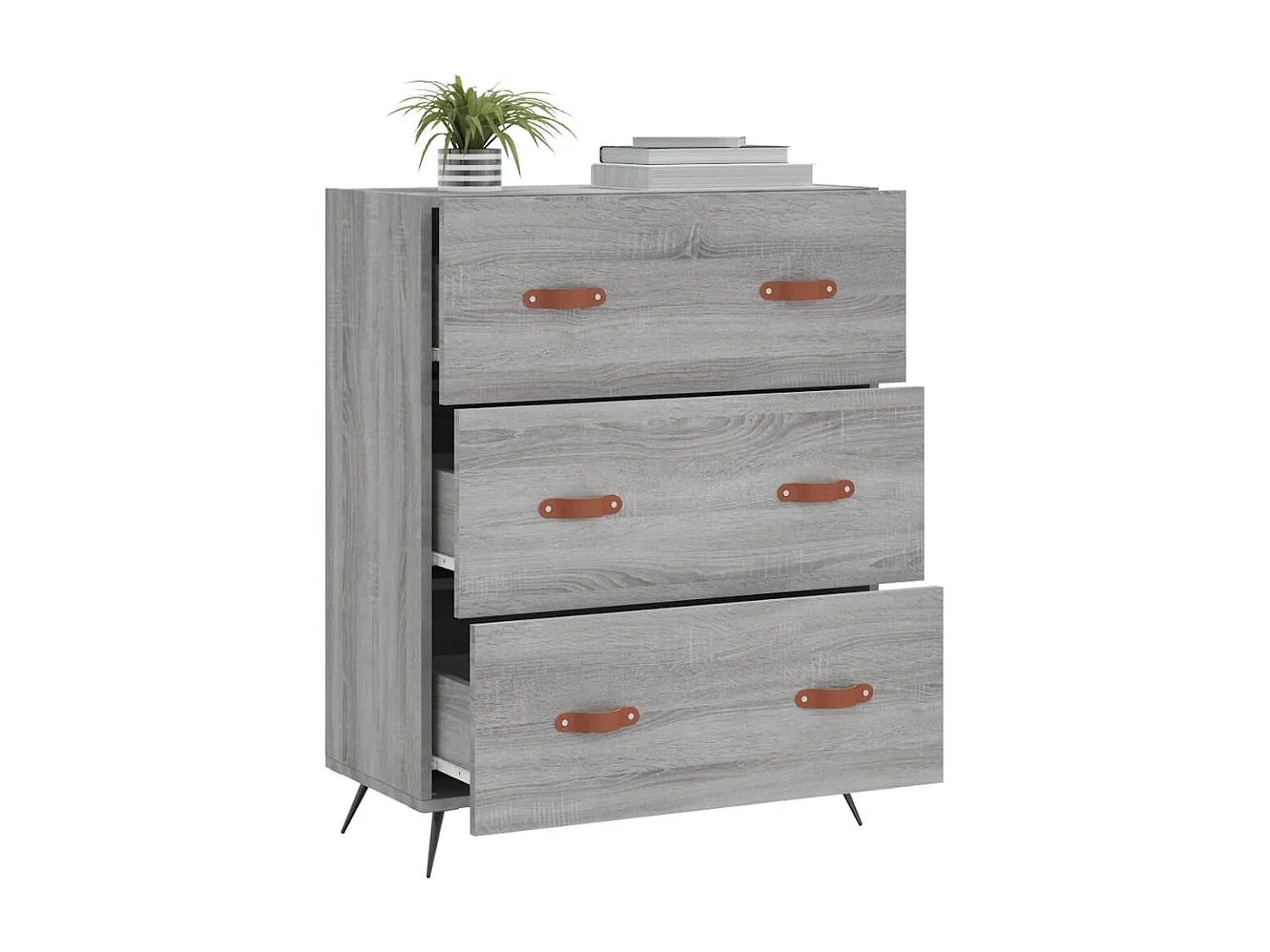 Commode basse gris sonoma 69,5 x 34 x 90 cm bois d'ingénierie SBC1672