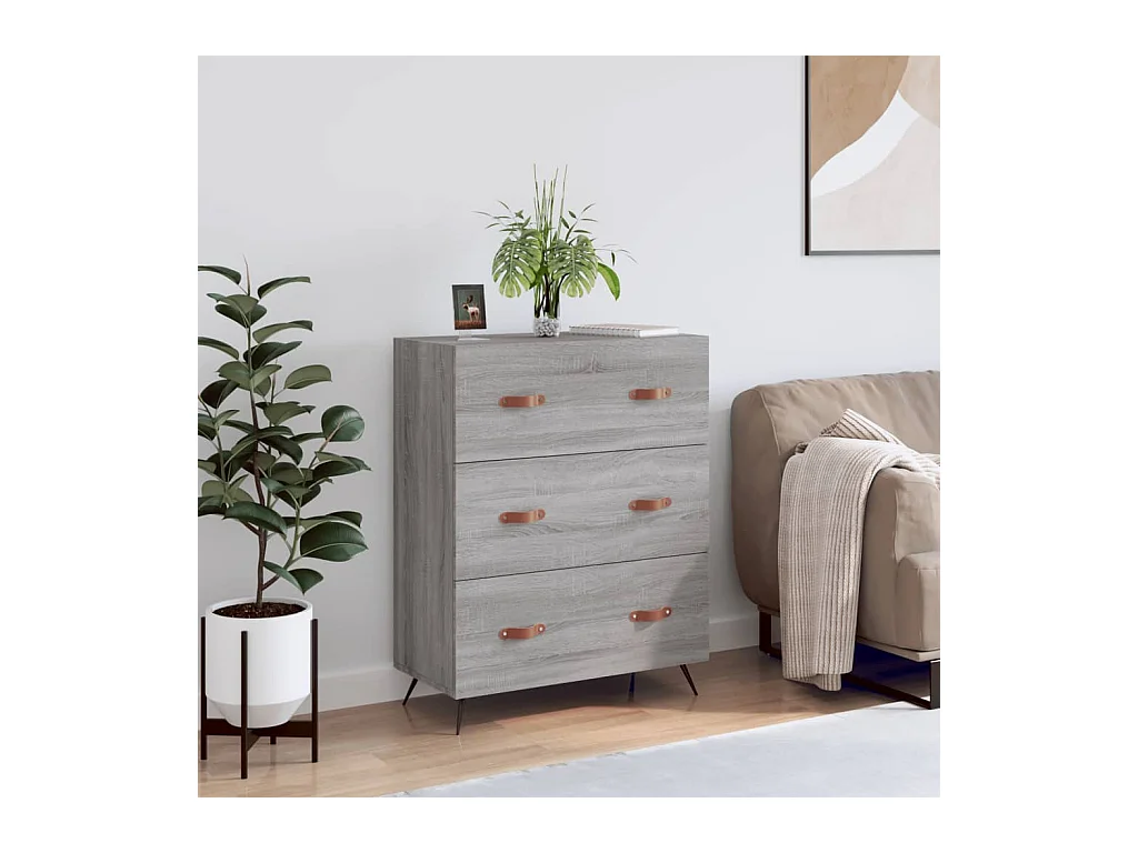 Ladekast 69,5x34x90 cm bewerkt hout grijs sonoma NL113009