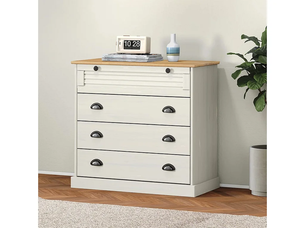 Ladekast VIGO 80x40x76 cm massief grenenhout wit NL505361