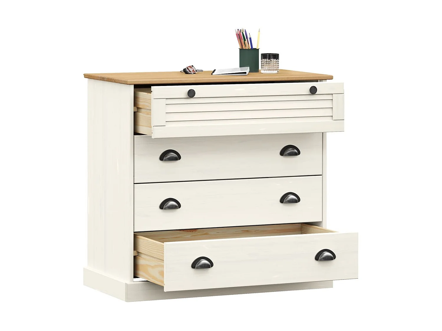 Ladekast VIGO 80x40x76 cm massief grenenhout wit NL505361