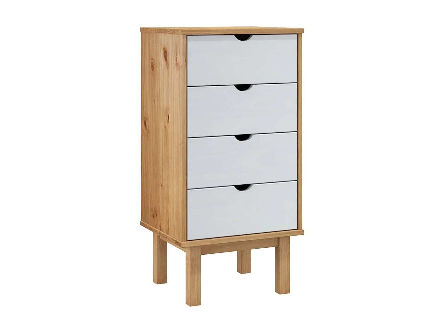 Commode basse OTTA Marron et blanc 46x39,5x90 cm Bois de pin massif SBC2203