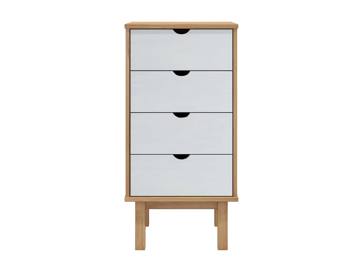 Commode basse OTTA Marron et blanc 46x39,5x90 cm Bois de pin massif SBC2203