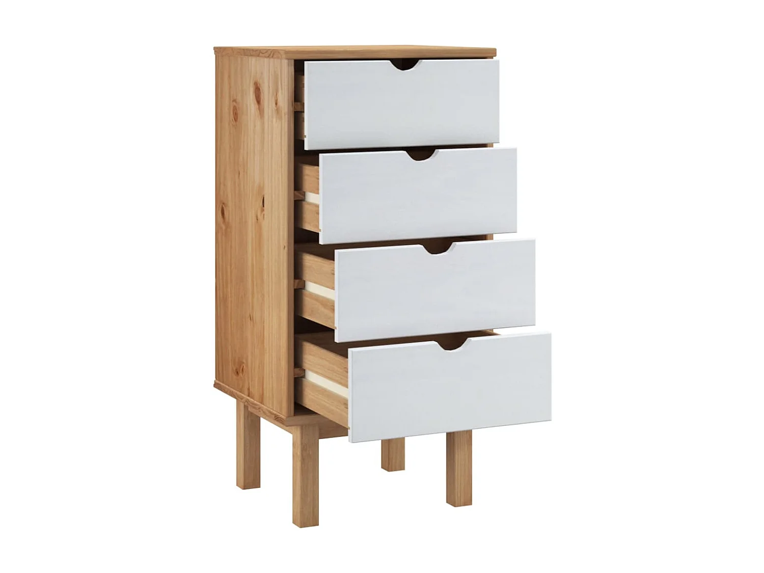 Commode basse OTTA Marron et blanc 46x39,5x90 cm Bois de pin massif SBC2203