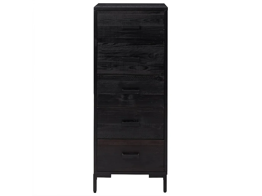 Commode basse Noir 42x35x110 cm Bois de pin massif SBC1341
