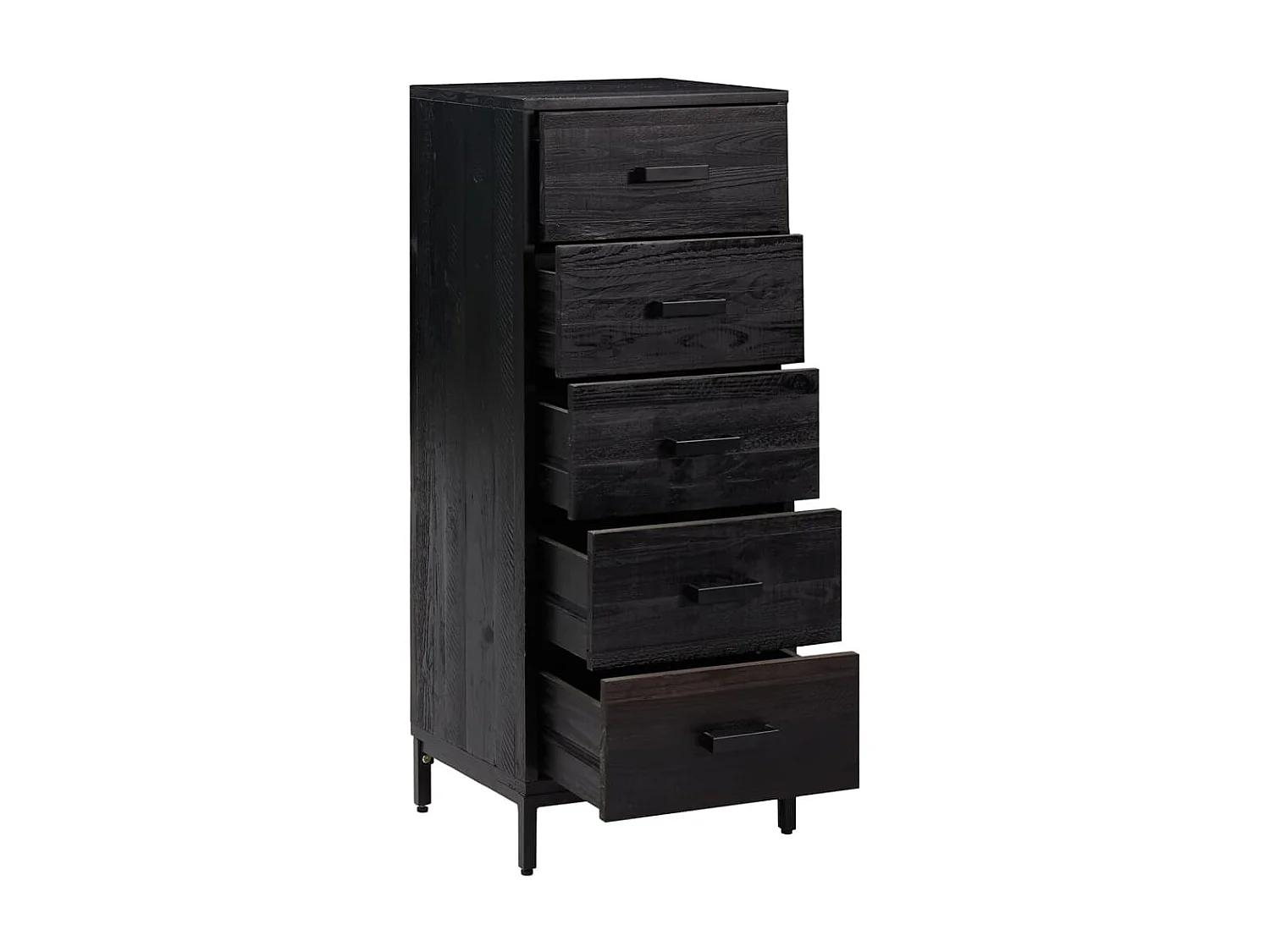 Commode basse Noir 42x35x110 cm Bois de pin massif SBC1341