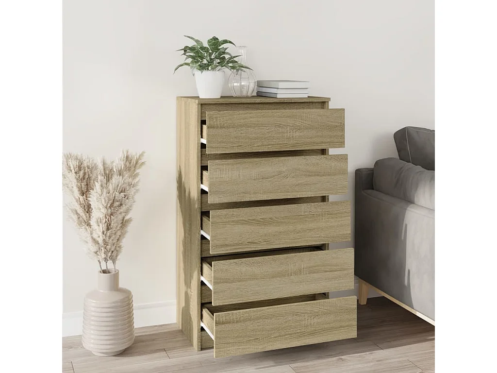 Commode basse Chêne sonoma 60x36x103 cm Bois d'ingénierie SBC6960