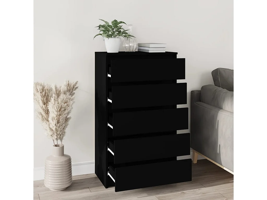 Commode basse Noir 60x36x103 cm Bois d'ingénierie SBC4953