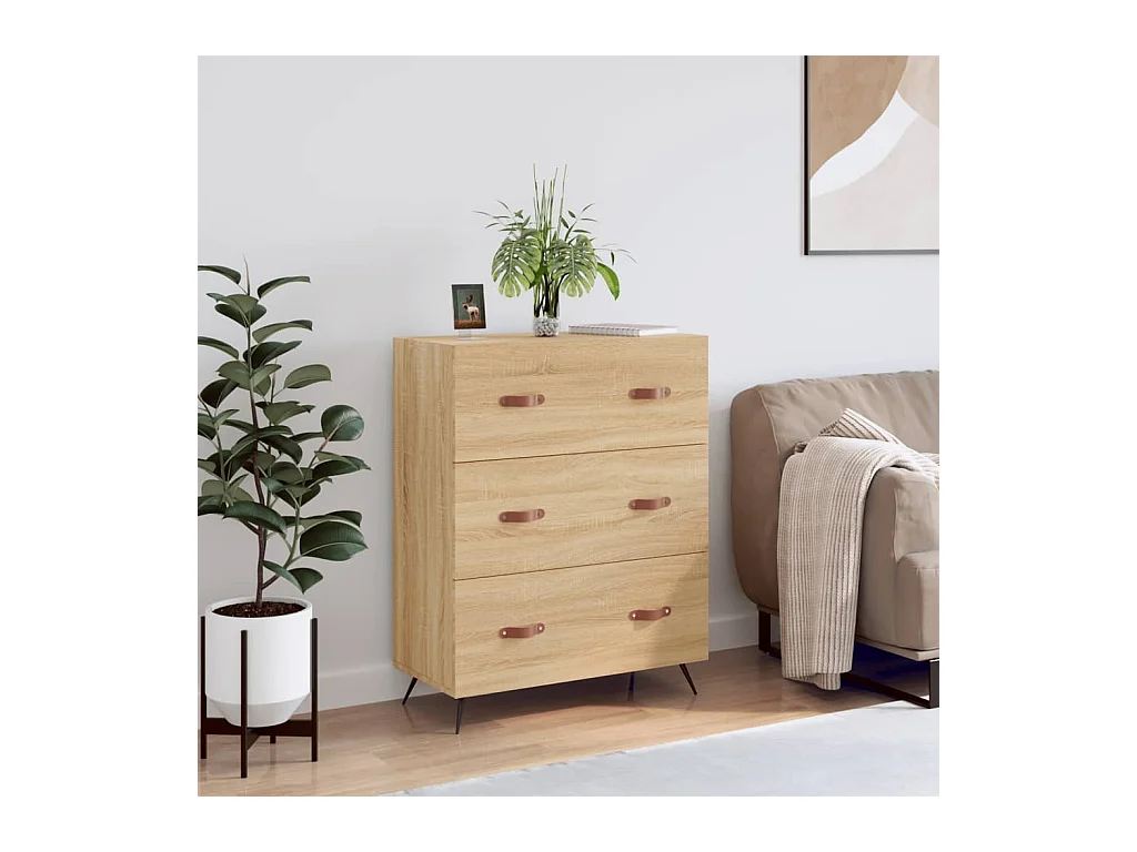 Ladekast 69,5x34x90 cm bewerkt hout sonoma eikenkleurig NL119887